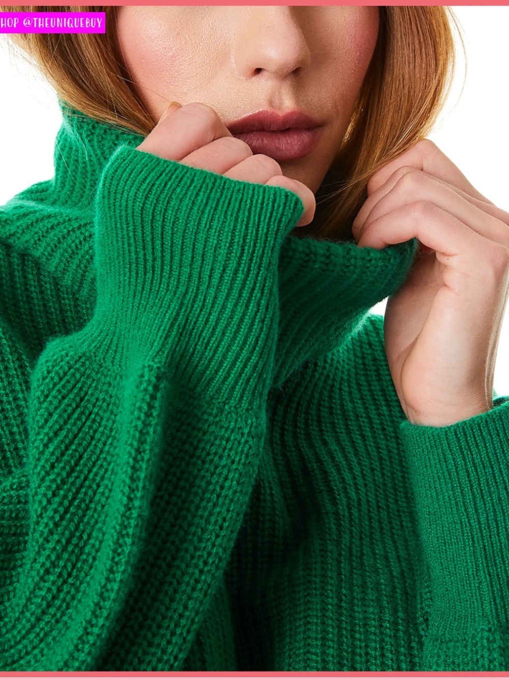 Alice + Olivia Carlynn Emerald Green Turtleneck Pullover Cropped Sweater